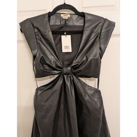 NWT Revolve Jason Wu Lexi Vegan Leather Mini Dress Waist Cutout Edgy size small - Picture 3 of 9